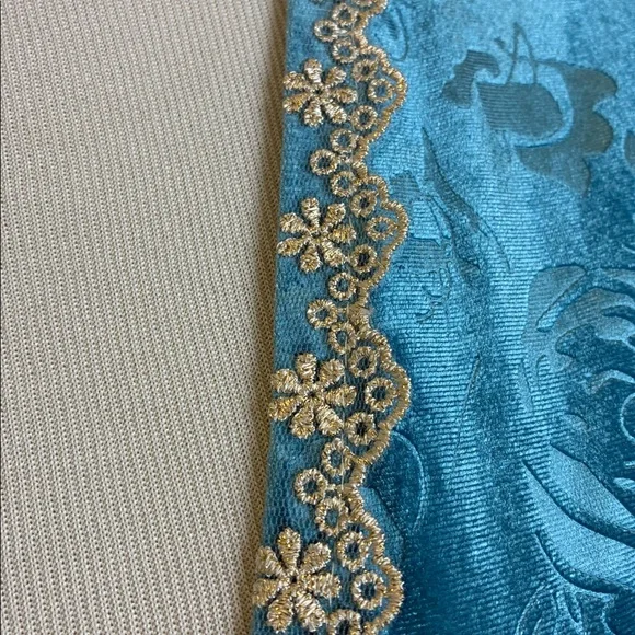 Lait Collection NWT Gwyneth Lace Velvet Maxi Dress in Lake Blue Large Coquette - Picture 7 of 15